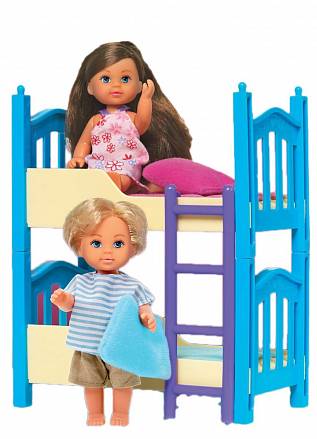 Кукла Еви и братик, с двухъярусной кроваткой, 12 см. 